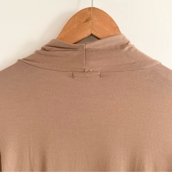 NWT Drape Front Open Cardigan Long Sleeve Irregular Hem Brown Cover Up Sweater! - Picture 10 of 15